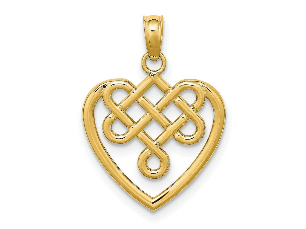 FJC Finejewelers 10 kt Yellow Gold Small Celtic Knot Heart Charm 20 x 14 mm