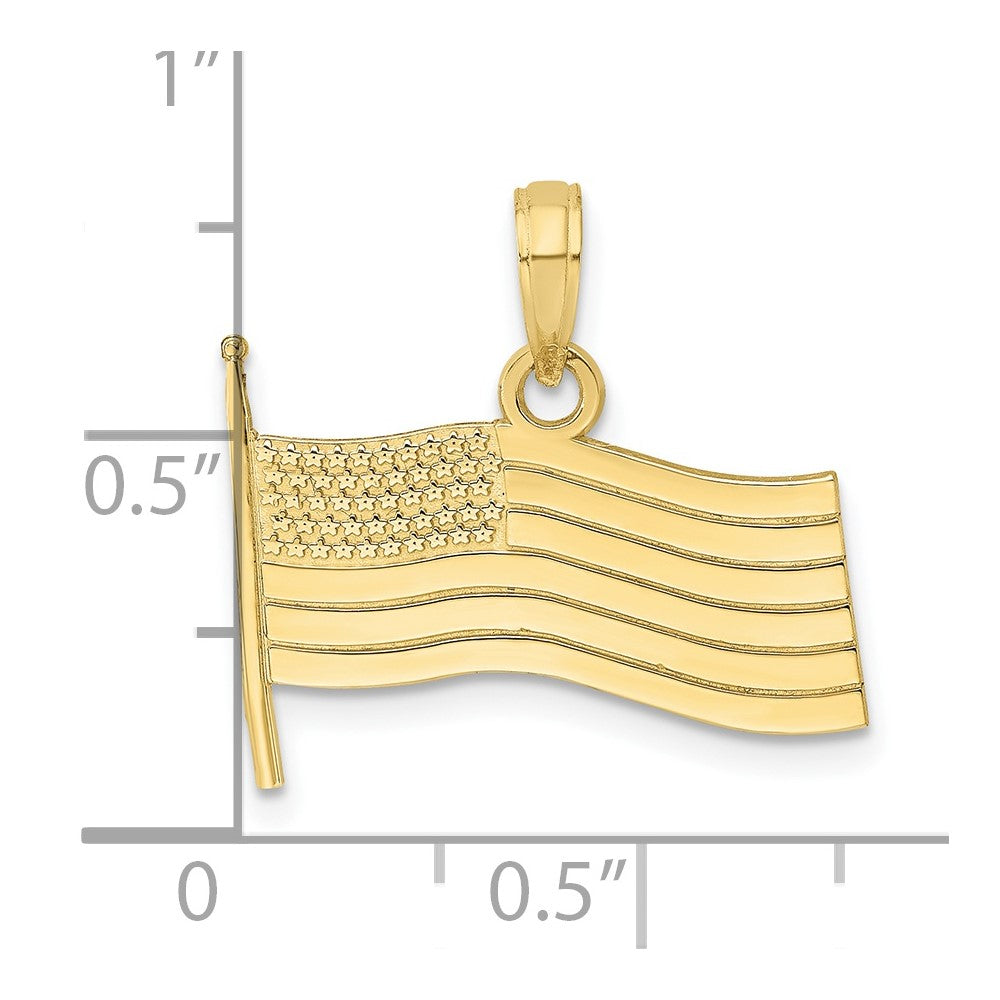 FJC Finejewelers 10 kt Yellow Gold American Flag Charm 14 x 19 mm