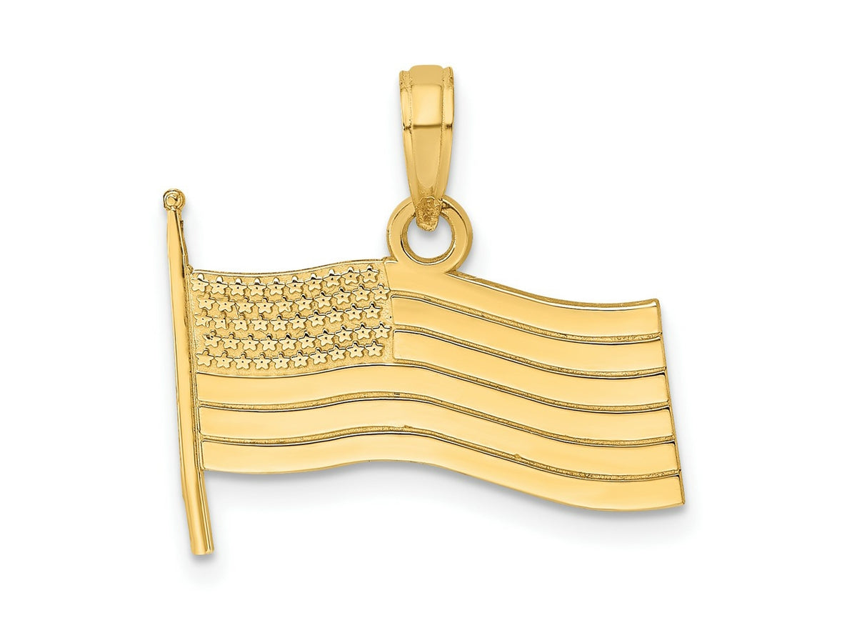 FJC Finejewelers 10 kt Yellow Gold American Flag Charm 14 x 19 mm