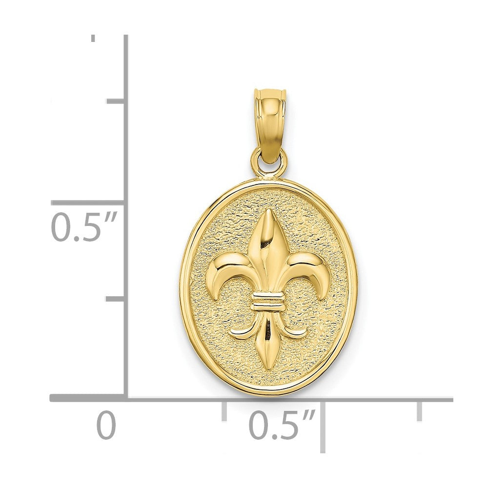 FJC Finejewelers 10 kt Yellow Gold Fleur de Lis on Oval Disc Charm 19 x 12 mm