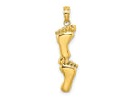 FJC Finejewelers 10 kt Yellow Gold Polished Double Vertical Feet Charm 22 x 6 mm