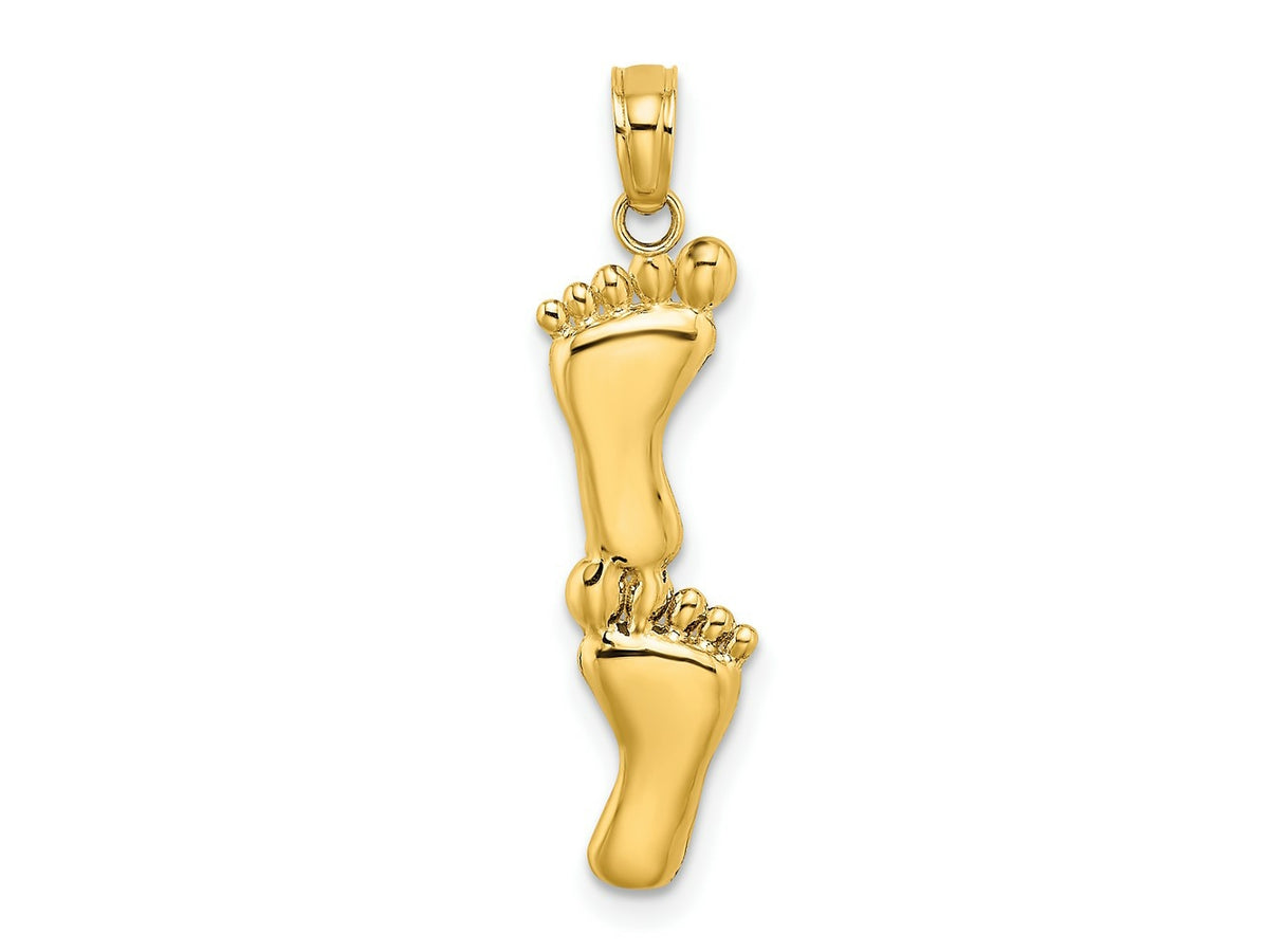 FJC Finejewelers 10 kt Yellow Gold Polished Double Vertical Feet Charm 22 x 6 mm
