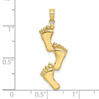 FJC Finejewelers 10 kt Yellow Gold Polished Triple Vertical Feet Charm 27 x 11 mm
