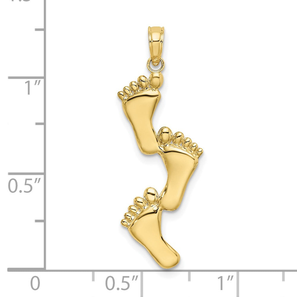 FJC Finejewelers 10 kt Yellow Gold Polished Triple Vertical Feet Charm 27 x 11 mm
