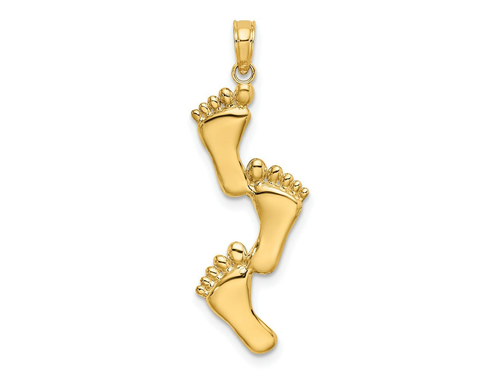 FJC Finejewelers 10 kt Yellow Gold Polished Triple Vertical Feet Charm 27 x 11 mm