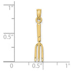 FJC Finejewelers 10 kt Yellow Gold 3-D Fork Garden Tool Charm 18 x 4 mm