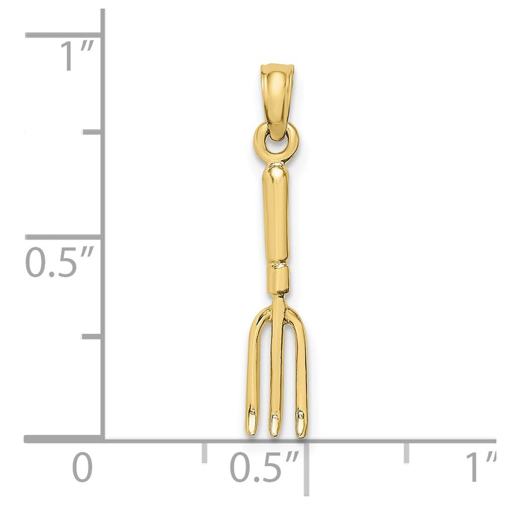 FJC Finejewelers 10 kt Yellow Gold 3-D Fork Garden Tool Charm 18 x 4 mm