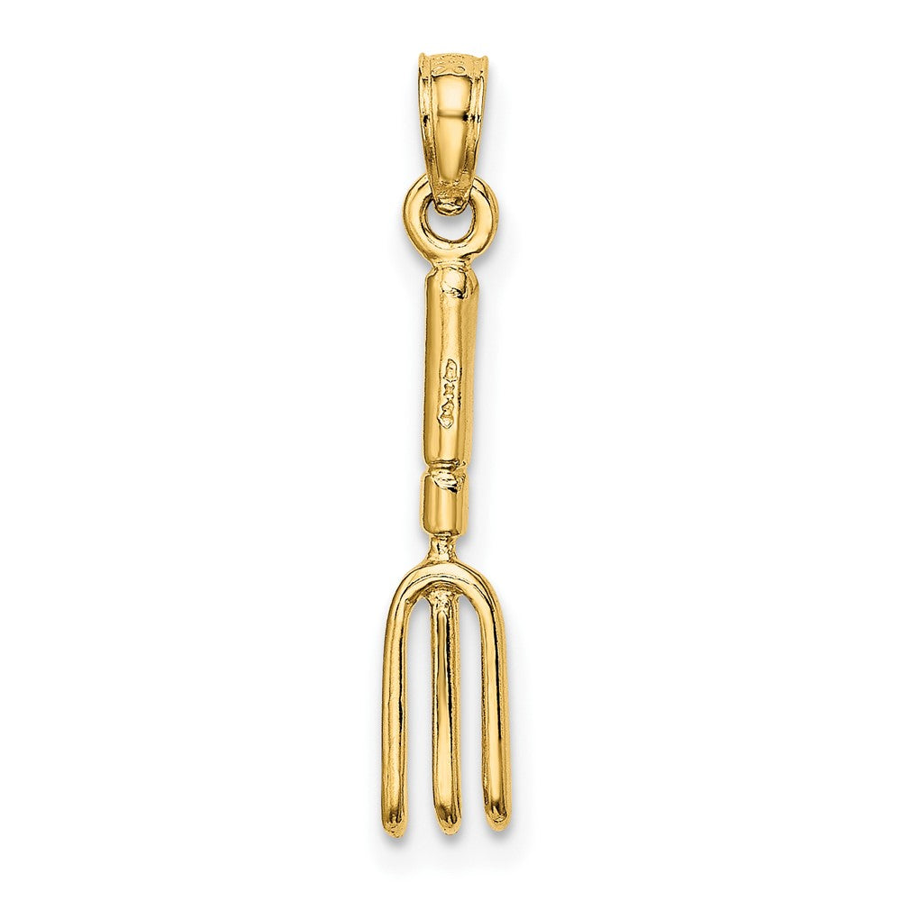 FJC Finejewelers 10 kt Yellow Gold 3-D Fork Garden Tool Charm 18 x 4 mm