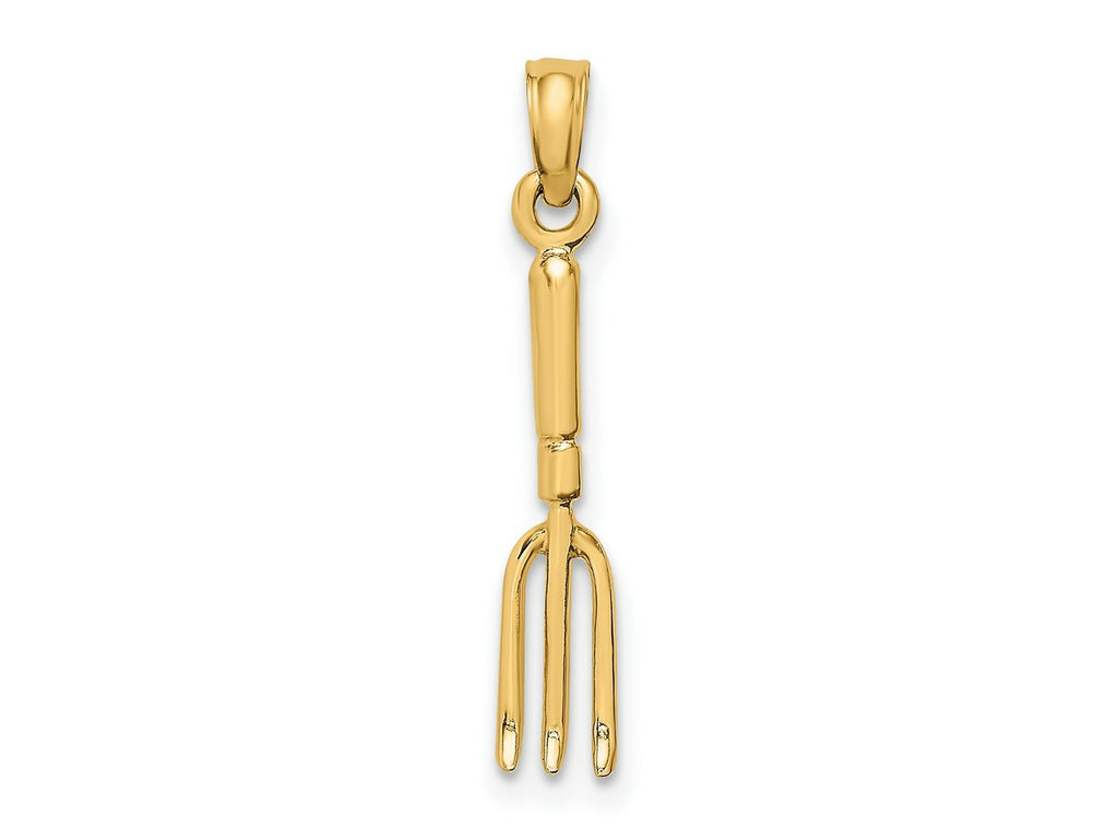 FJC Finejewelers 10 kt Yellow Gold 3-D Fork Garden Tool Charm 18 x 4 mm