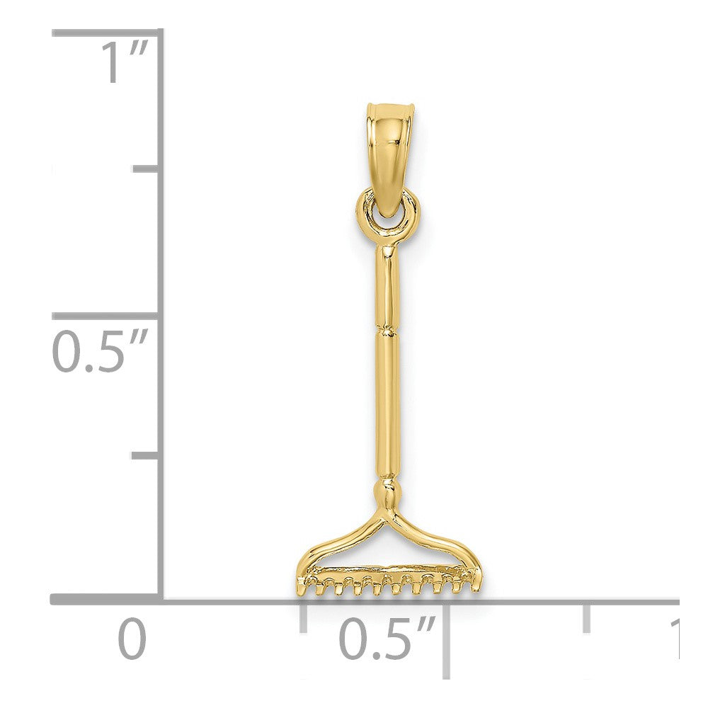FJC Finejewelers 10 kt Yellow Gold 3-D Landscape Rake Garden Tool Charm 17 x 8 mm