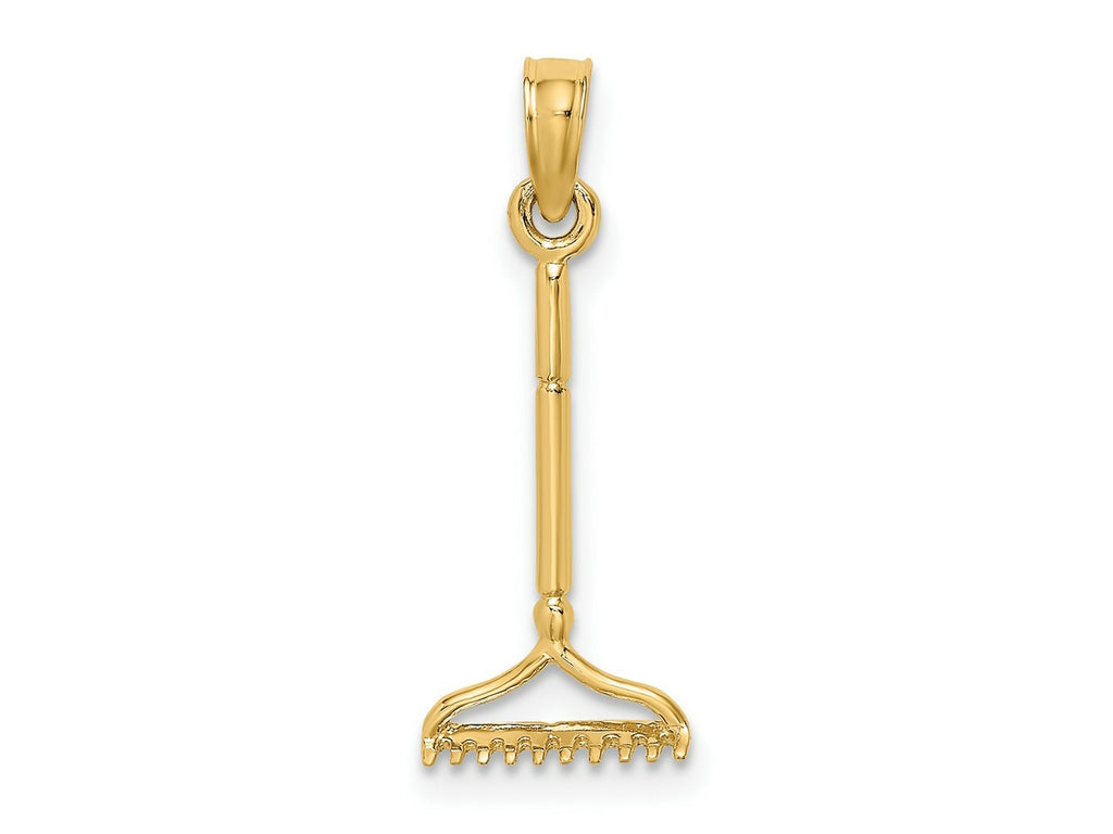 FJC Finejewelers 10 kt Yellow Gold 3-D Landscape Rake Garden Tool Charm 17 x 8 mm
