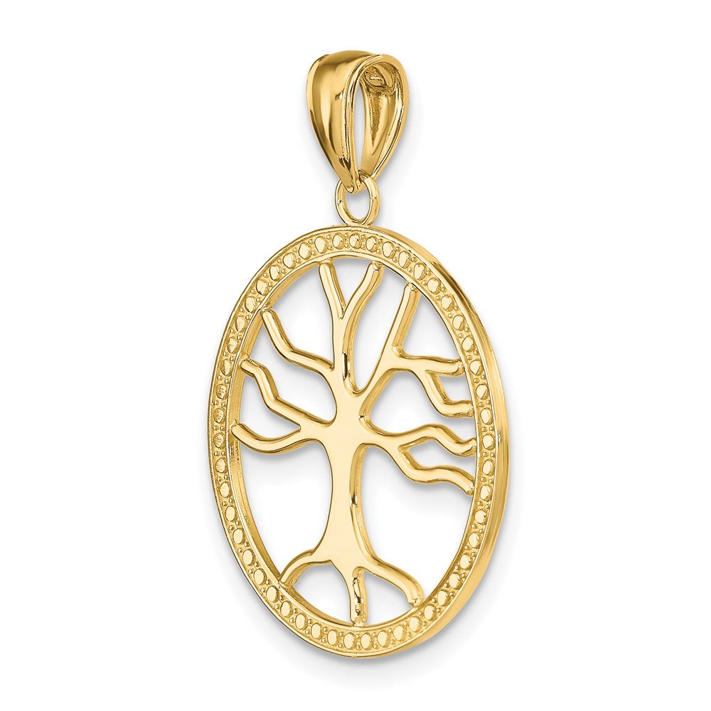 FJC Finejewelers 10 kt Yellow Gold Large Tree Of Life In Round Frame Charm 26 x 20 mm