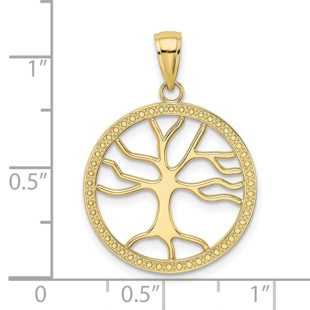 FJC Finejewelers 10 kt Yellow Gold Large Tree Of Life In Round Frame Charm 26 x 20 mm