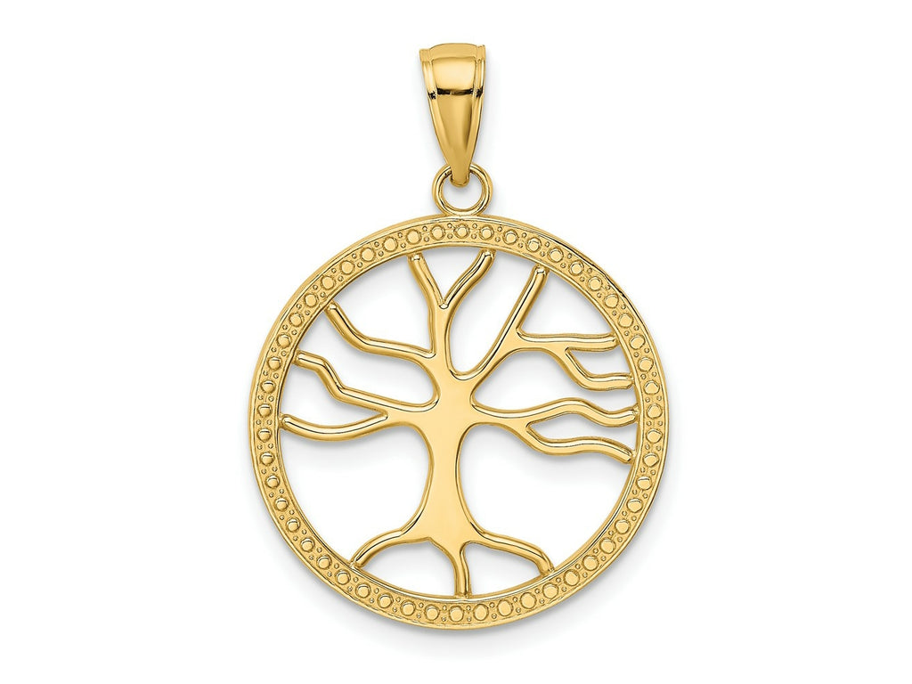 FJC Finejewelers 10 kt Yellow Gold Large Tree Of Life In Round Frame Charm 26 x 20 mm