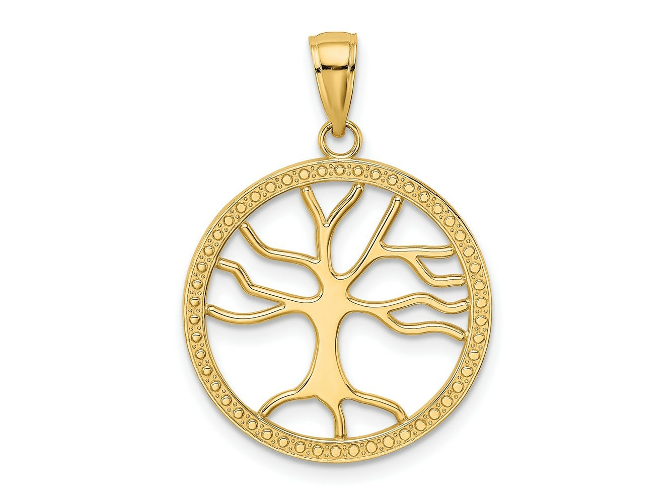 FJC Finejewelers 10 kt Yellow Gold Large Tree Of Life In Round Frame Charm 26 x 20 mm