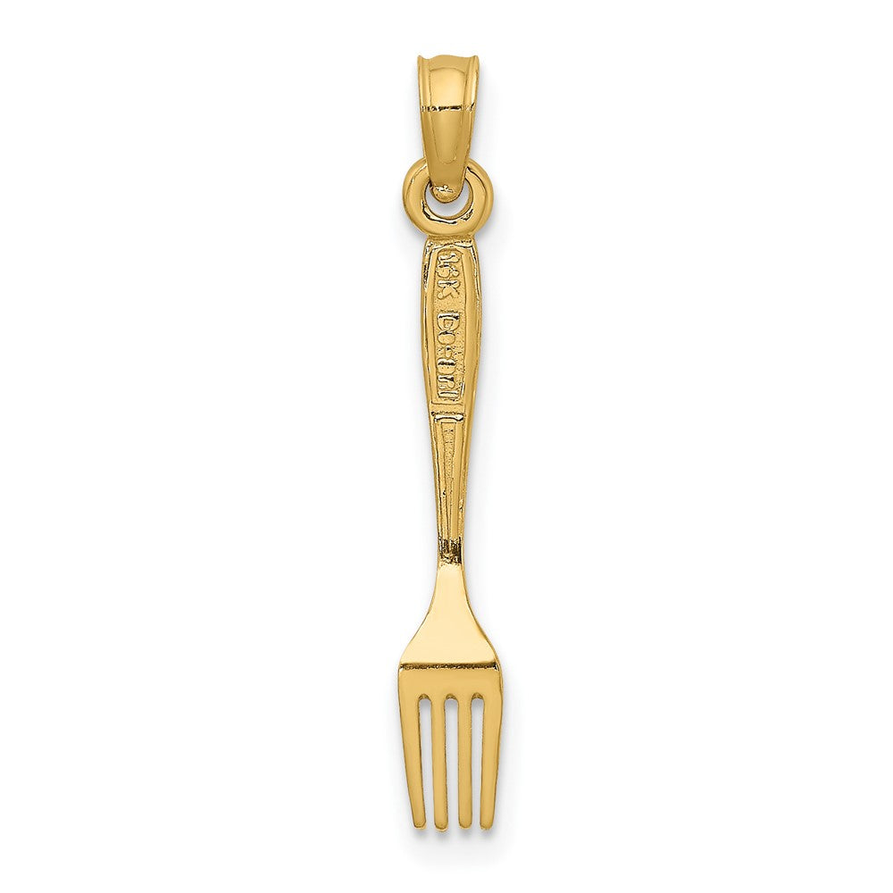 FJC Finejewelers 10 kt Yellow Gold 3-D and Polished Table Fork Charm 21 x 3 mm
