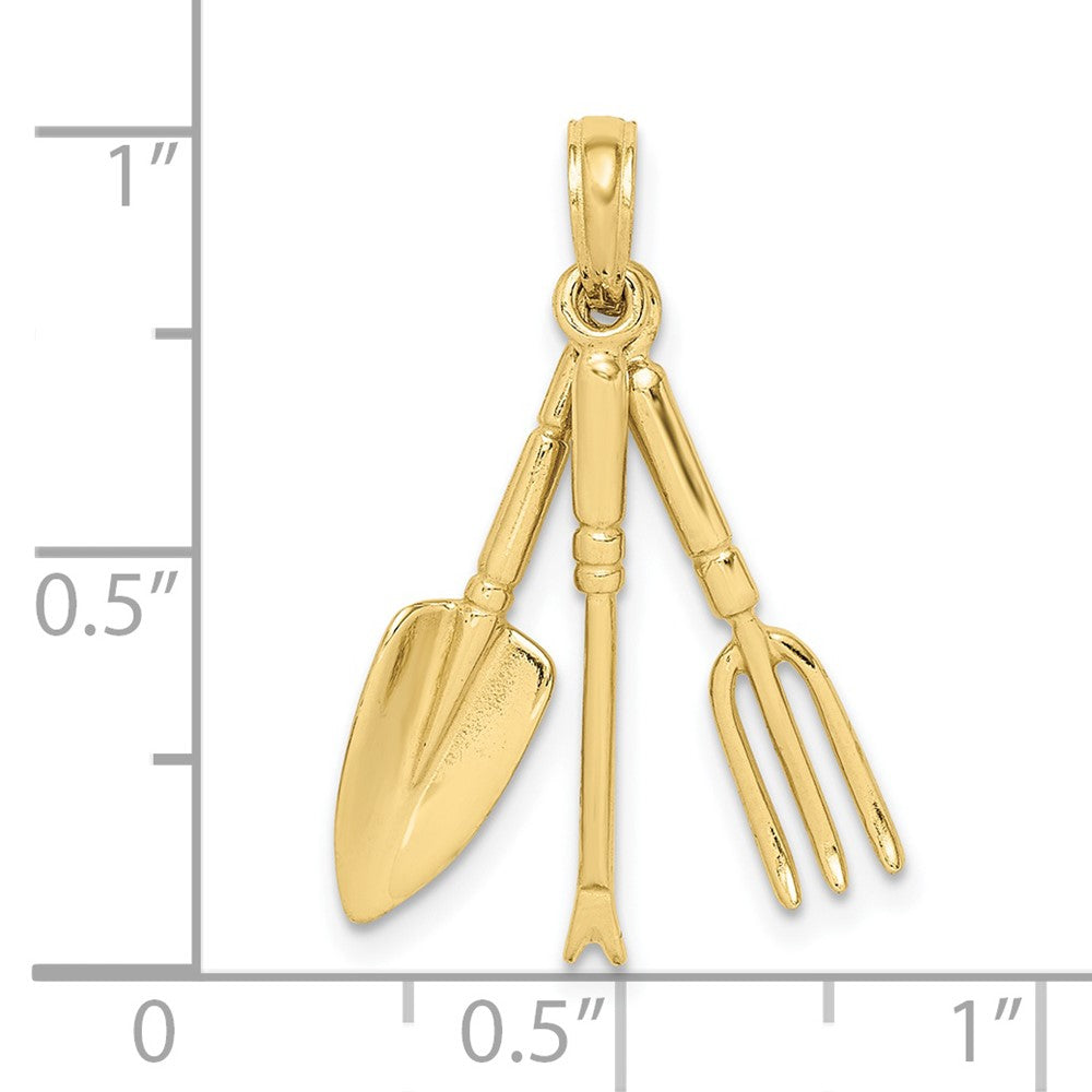 FJC Finejewelers 10 kt Yellow Gold 3-D Moveable Garden Hand Tool Collection Charm 19 x 5 mm