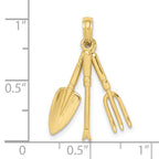 FJC Finejewelers 10 kt Yellow Gold 3-D Moveable Garden Hand Tool Collection Charm 19 x 5 mm