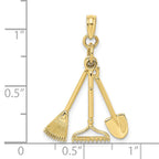 FJC Finejewelers 10 kt Yellow Gold 3-D Moveable Garden Tool Collection Charm 18 x 8 mm