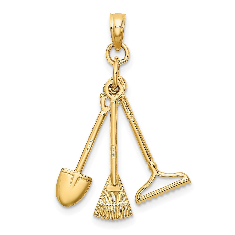 FJC Finejewelers 10 kt Yellow Gold 3-D Moveable Garden Tool Collection Charm 18 x 8 mm