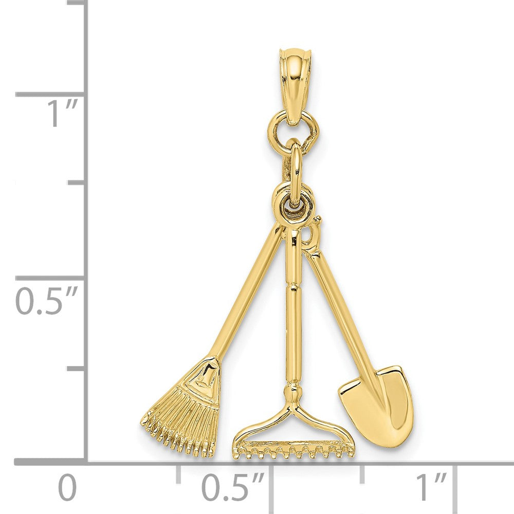 FJC Finejewelers 10 kt Yellow Gold 3-D Moveable Garden Tool Collection Charm 18 x 8 mm