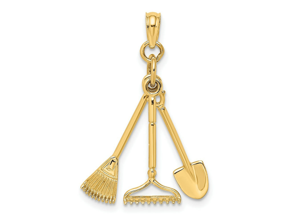 FJC Finejewelers 10 kt Yellow Gold 3-D Moveable Garden Tool Collection Charm 18 x 8 mm