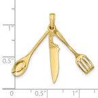 FJC Finejewelers 10 kt Yellow Gold 3-D Moveable Spatula, Spoon, and Knife Charm 23 x 4 mm