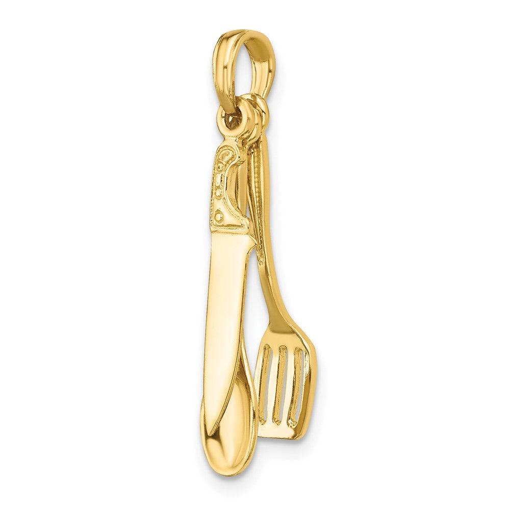 FJC Finejewelers 10 kt Yellow Gold 3-D Moveable Spatula, Spoon, and Knife Charm 23 x 4 mm