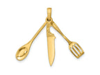 FJC Finejewelers 10 kt Yellow Gold 3-D Moveable Spatula, Spoon, and Knife Charm 23 x 4 mm
