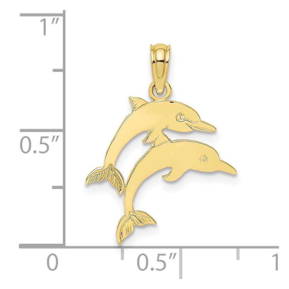 FJC Finejewelers 10 kt Yellow Gold Double Dolphins Charm 17 x 17 mm