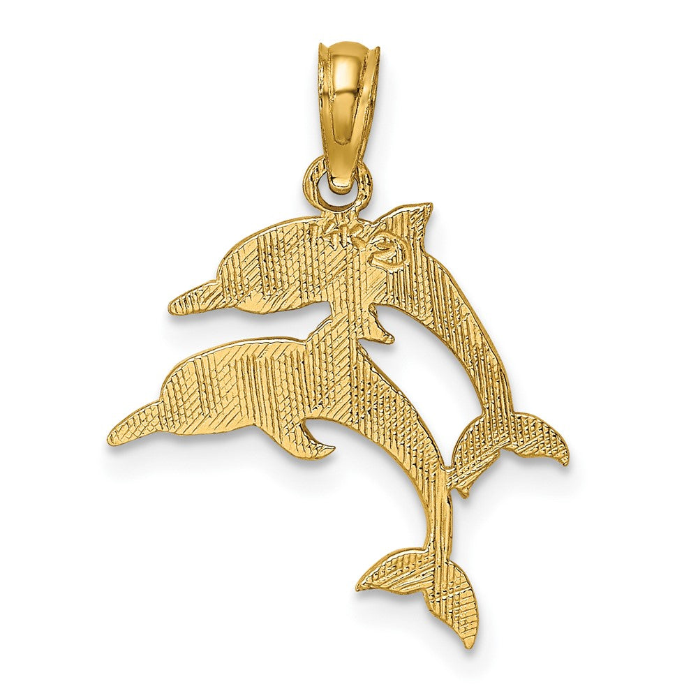 FJC Finejewelers 10 kt Yellow Gold Double Dolphins Charm 17 x 17 mm