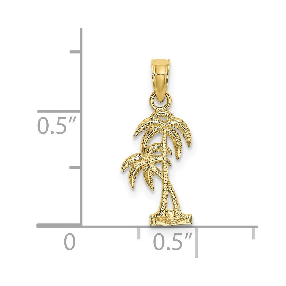 FJC Finejewelers 10 kt Yellow Gold Textured Double Palm Tree Charm 14 x 9 mm