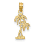 FJC Finejewelers 10 kt Yellow Gold Textured Double Palm Tree Charm 14 x 9 mm