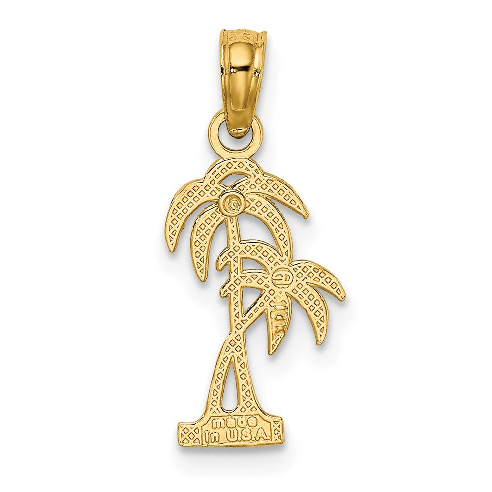 FJC Finejewelers 10 kt Yellow Gold Textured Double Palm Tree Charm 14 x 9 mm