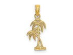FJC Finejewelers 10 kt Yellow Gold Textured Double Palm Tree Charm 14 x 9 mm