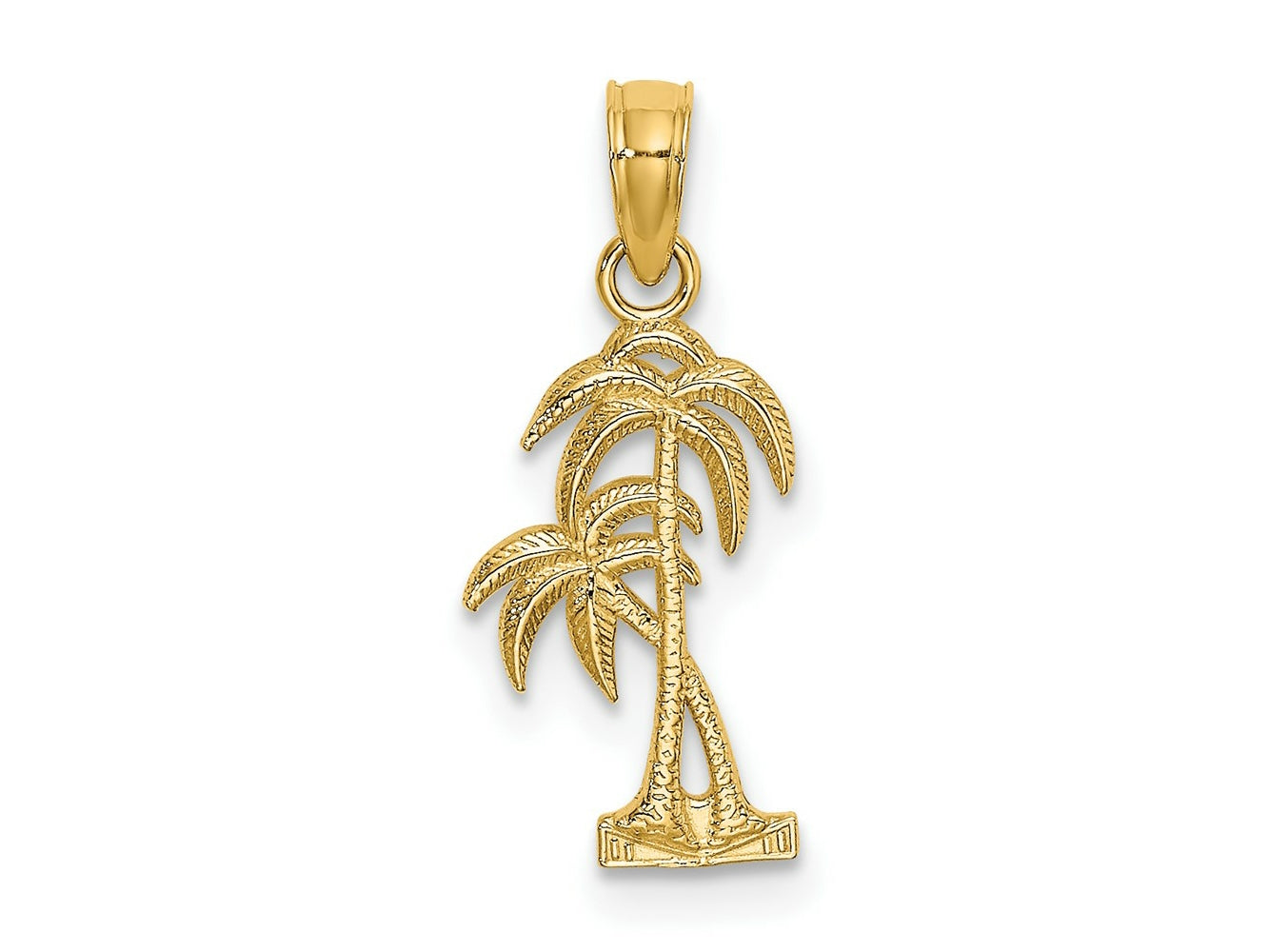 FJC Finejewelers 10 kt Yellow Gold Textured Double Palm Tree Charm 14 x 9 mm
