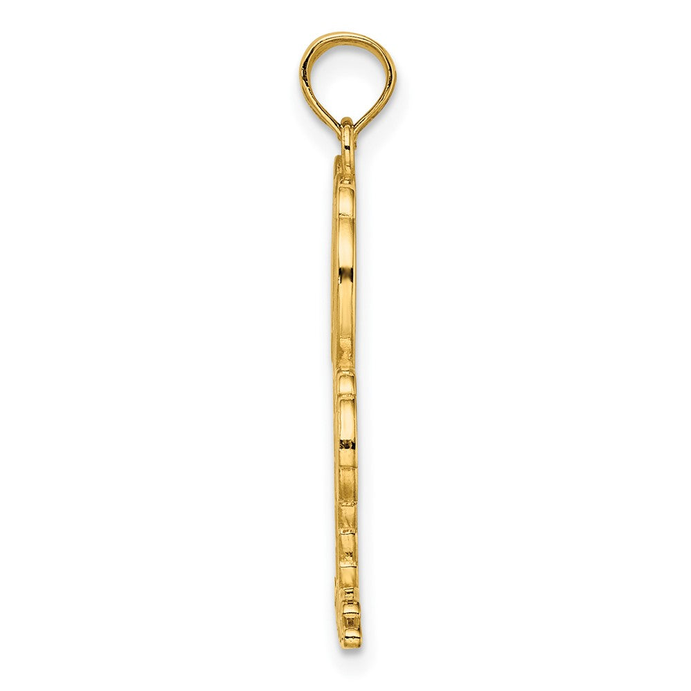 FJC Finejewelers 10 kt Yellow Gold 2-D Textured Double Palm Trees Charm 21 x 14 mm