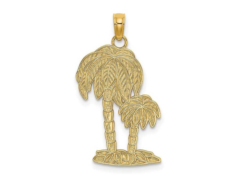 FJC Finejewelers 10 kt Yellow Gold 2-D Textured Double Palm Trees Charm 21 x 14 mm