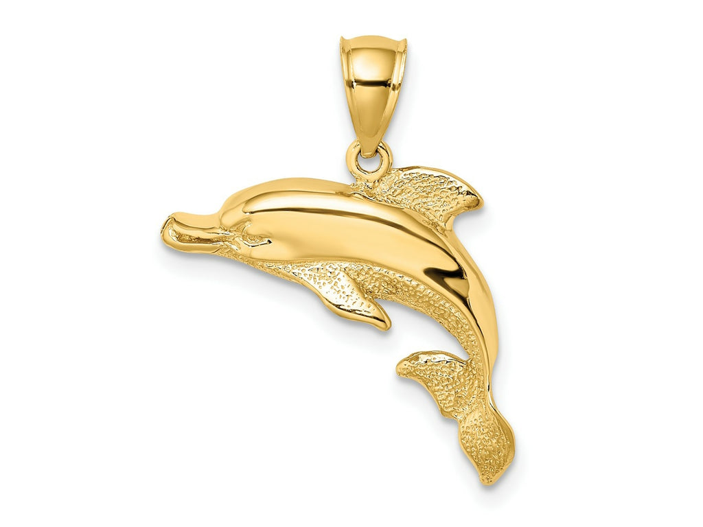 FJC Finejewelers 10 kt Yellow Gold 2-D Polished and Engraved Dolphin Charm 13 x 22 mm