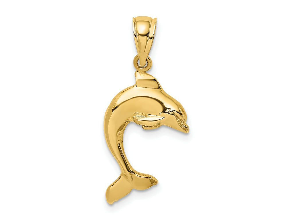 FJC Finejewelers 10 kt Yellow Gold 2-D Polished Dolphin Jumping Charm 18 x 16 mm