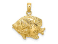 FJC Finejewelers 10 kt Yellow Gold 2-D Polished Engraved Fish Charm 13 x 17 mm