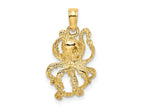 FJC Finejewelers 10 kt Yellow Gold 2-D Textured Octopus Charm 17 x 11 mm