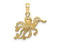 FJC Finejewelers 10 kt Yellow Gold 2-D and Textured Octopus Charm 15 x 20 mm