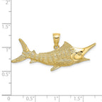 FJC Finejewelers 10 kt Yellow Gold 2-D Textured Marlin Fish Charm 17 x 45 mm