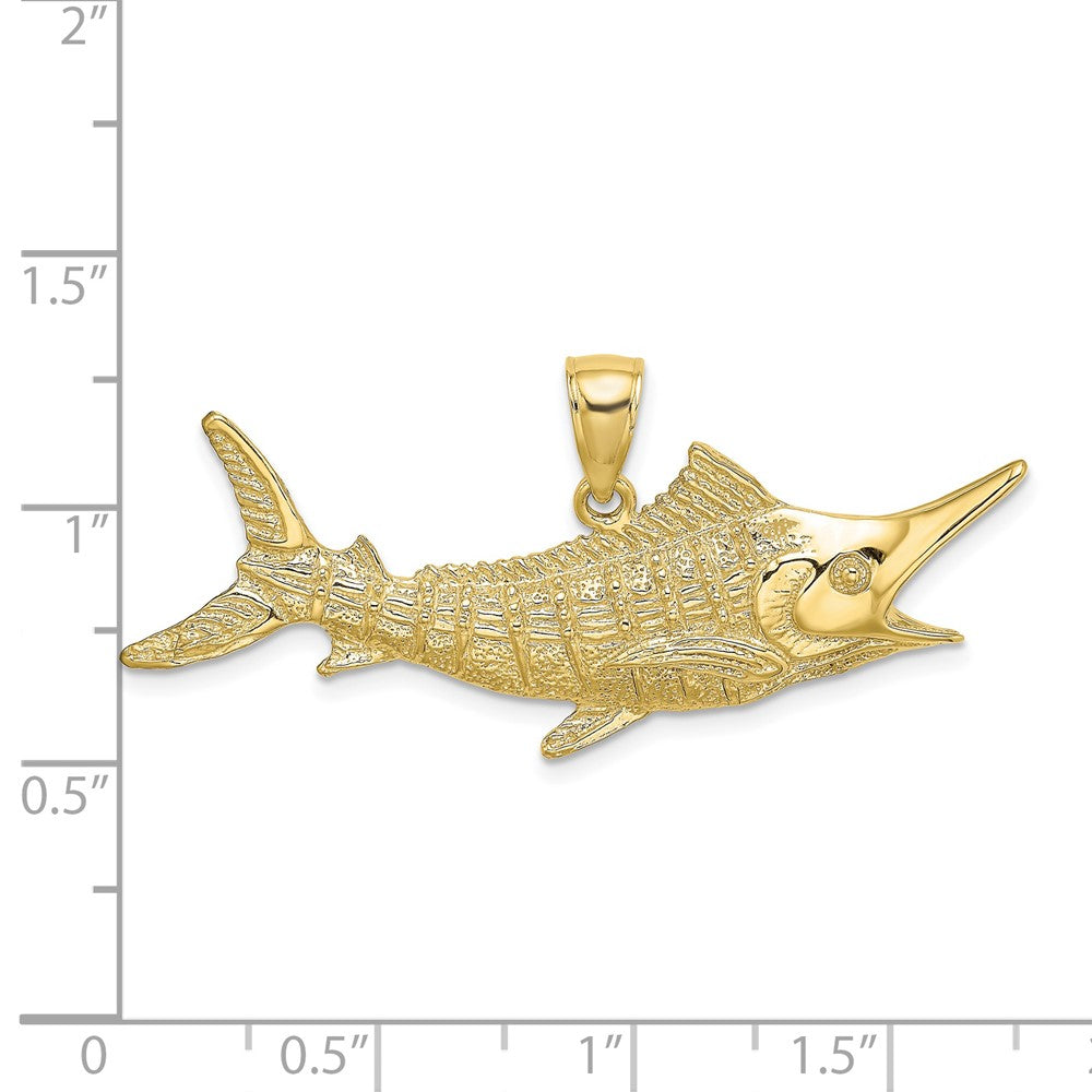 FJC Finejewelers 10 kt Yellow Gold 2-D Textured Marlin Fish Charm 17 x 45 mm