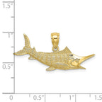 FJC Finejewelers 10 kt Yellow Gold 2-D Textured Marlin Fish Charm 12 x 31 mm