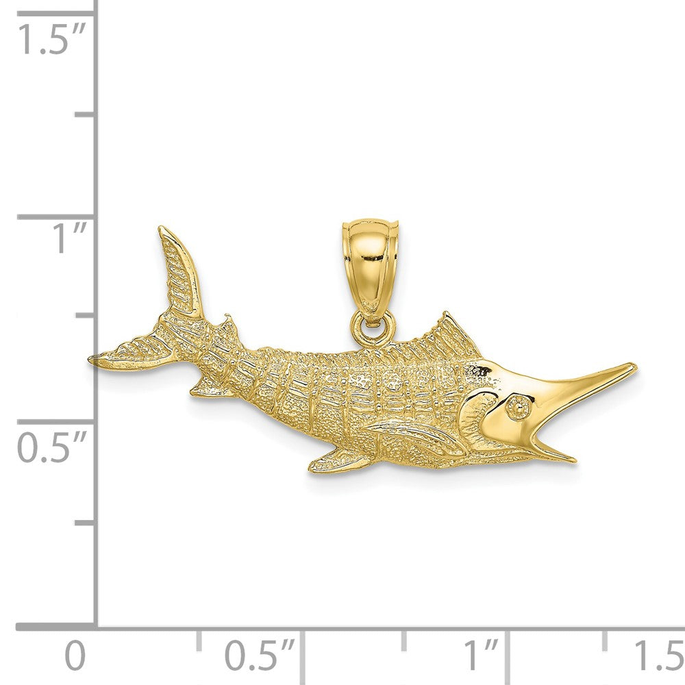 FJC Finejewelers 10 kt Yellow Gold 2-D Textured Marlin Fish Charm 12 x 31 mm
