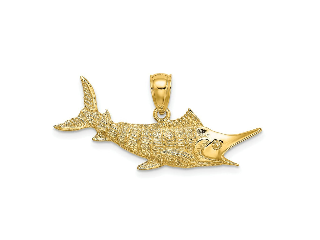 FJC Finejewelers 10 kt Yellow Gold 2-D Textured Marlin Fish Charm 12 x 31 mm