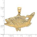 FJC Finejewelers 10 kt Yellow Gold Open Mouth Bass Fish Charm 23 x 43 mm
