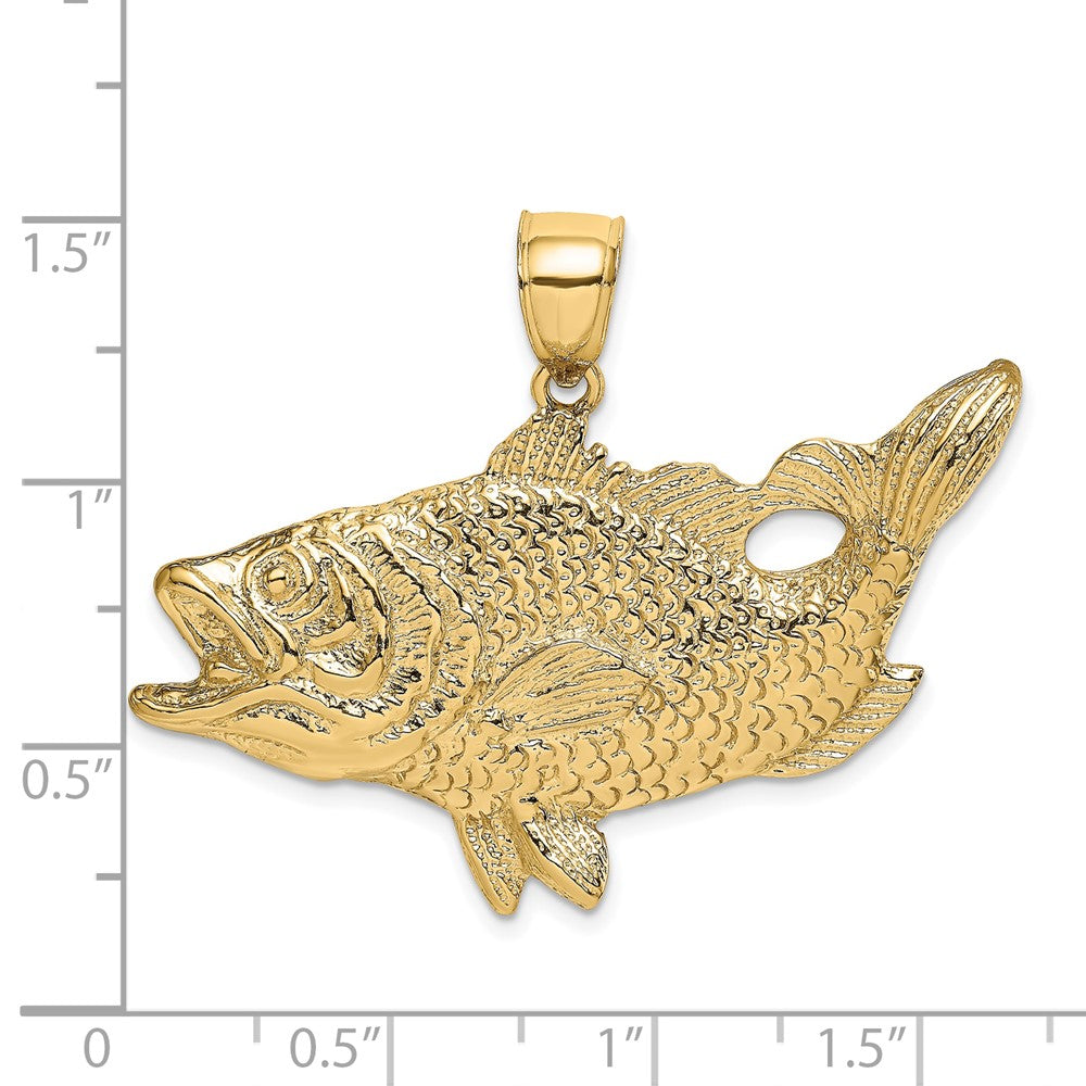 FJC Finejewelers 10 kt Yellow Gold Open Mouth Bass Fish Charm 23 x 43 mm